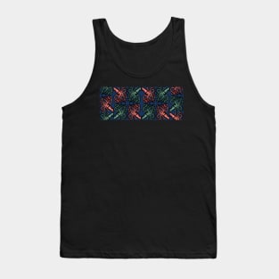Red and Green Giant Squid Architeuthis Half Brick Repeat on dark blue Tank Top
